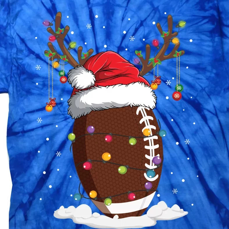 Christmas Football Reindeer Funny Santa Hat Xmas Meaningful Gift Tie-Dye T-Shirt