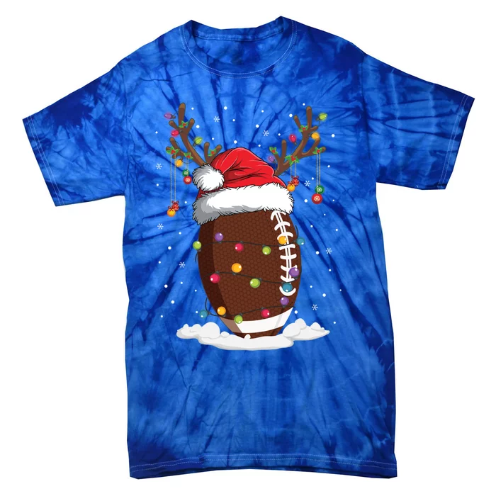 Christmas Football Reindeer Funny Santa Hat Xmas Meaningful Gift Tie-Dye T-Shirt