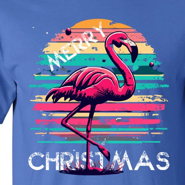 Christmas Flamingo Retro Sunset Pink Flamingo Xmas Gift Tall T-Shirt