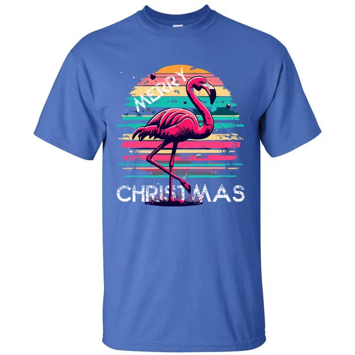 Christmas Flamingo Retro Sunset Pink Flamingo Xmas Gift Tall T-Shirt