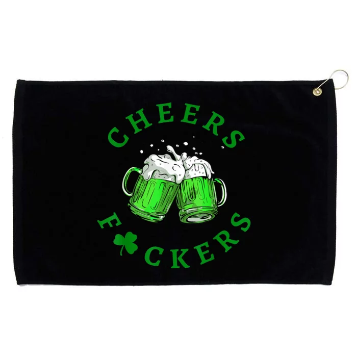 Cheers Fuckers St Patricks Day Funny Beer Drinking Grommeted Golf Towel