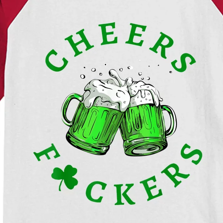 Cheers Fuckers St Patricks Day Funny Beer Drinking Kids Colorblock Raglan Jersey