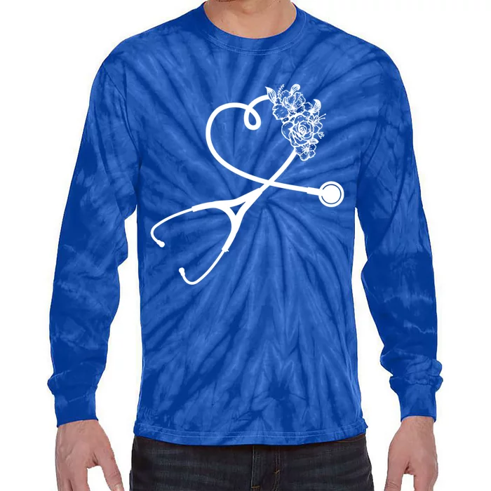 Cute Floral Stethoscope Nurse Essential Worker Gift Idea Gift Tie-Dye Long Sleeve Shirt