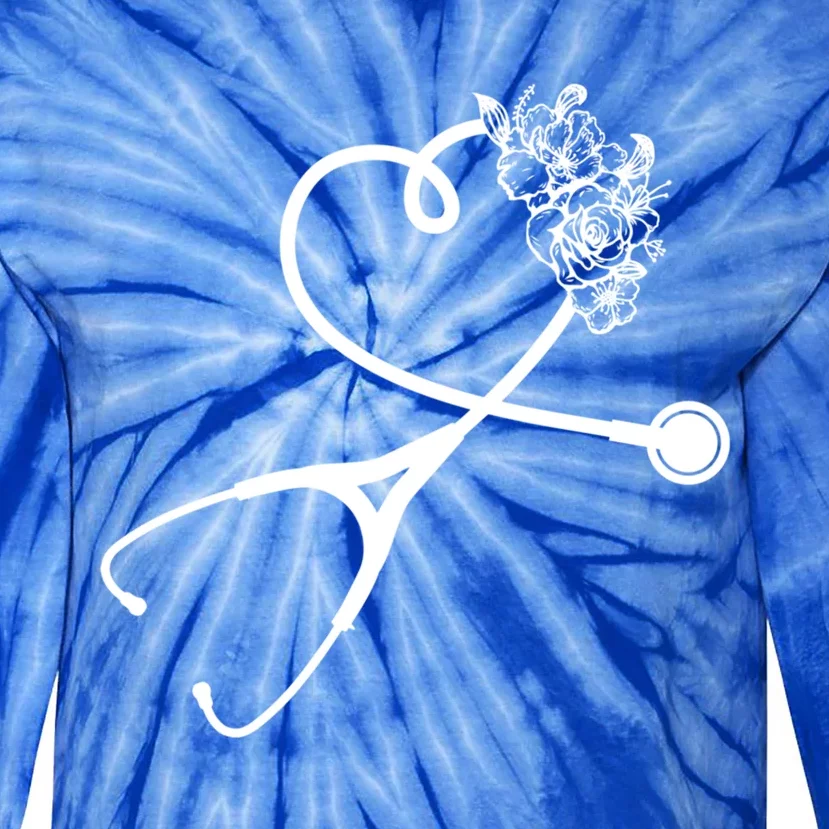 Cute Floral Stethoscope Nurse Essential Worker Gift Idea Gift Tie-Dye Long Sleeve Shirt