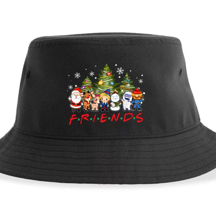 Christmas Friends Santa Rudolph Snowman Family Xmas Pajamas Sustainable Bucket Hat