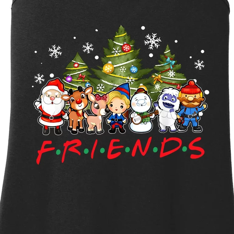 Christmas Friends Santa Rudolph Snowman Family Xmas Pajamas Ladies Essential Tank