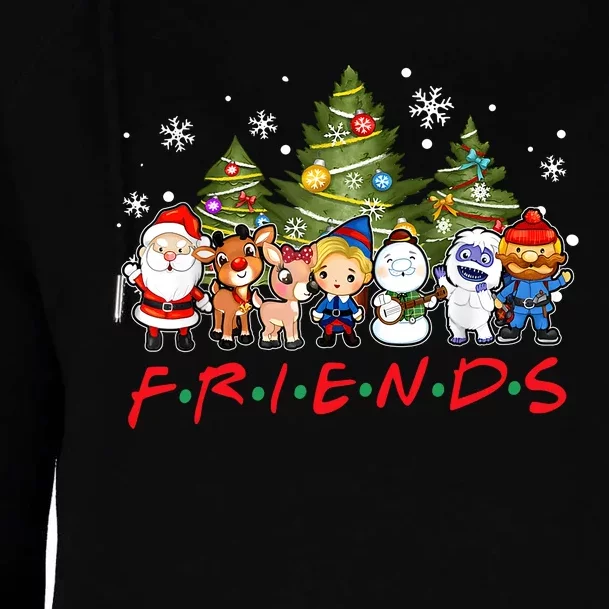 Christmas Friends Santa Rudolph Snowman Family Xmas Pajamas Womens Funnel Neck Pullover Hood