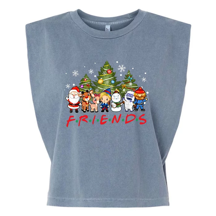 Christmas Friends Santa Rudolph Snowman Family Xmas Pajamas Garment-Dyed Women's Muscle Tee