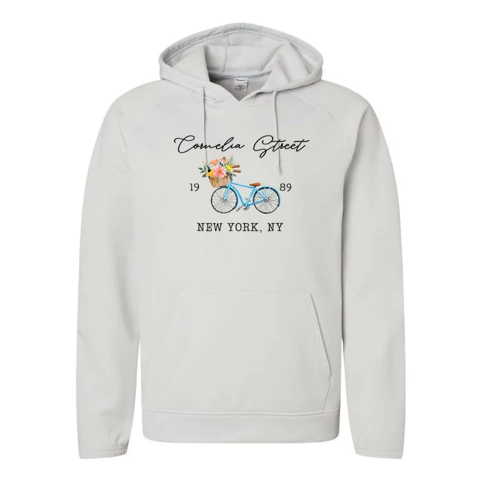 Cornelia Floral Street Bike New City York Performance Fleece Hoodie