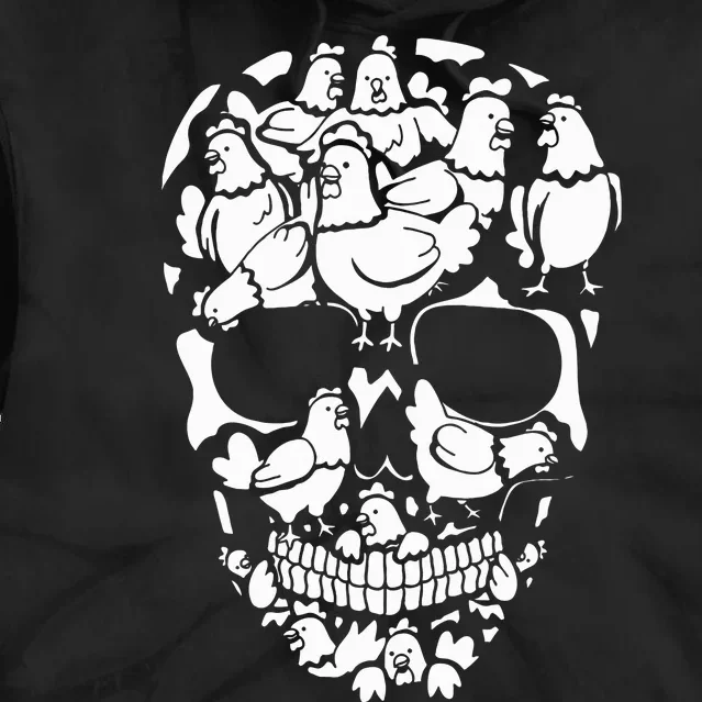 Chickens Farm Skeleton Halloween Farmer Chicken Skull Tie Dye Hoodie