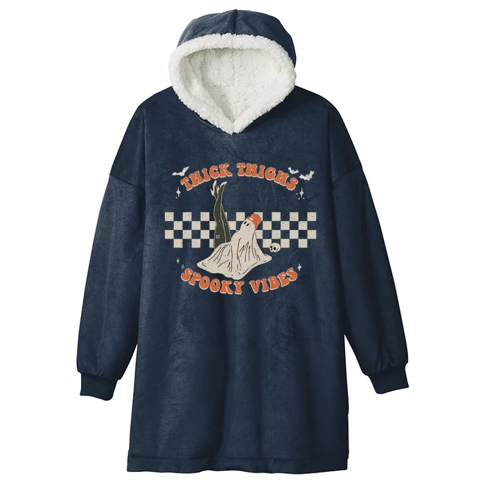 Comfy Fall Season Creep It Real Thick Thights Spooky Vibes Cool Gift Hooded Wearable Blanket