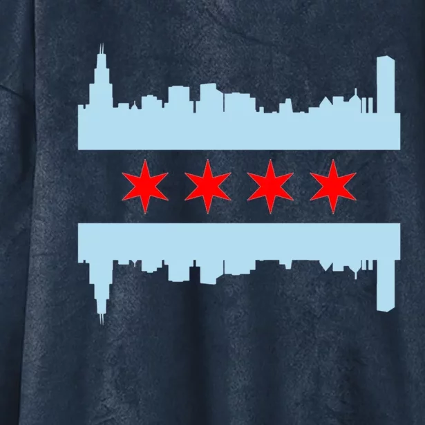 Chicago Flag Skyline Hooded Wearable Blanket