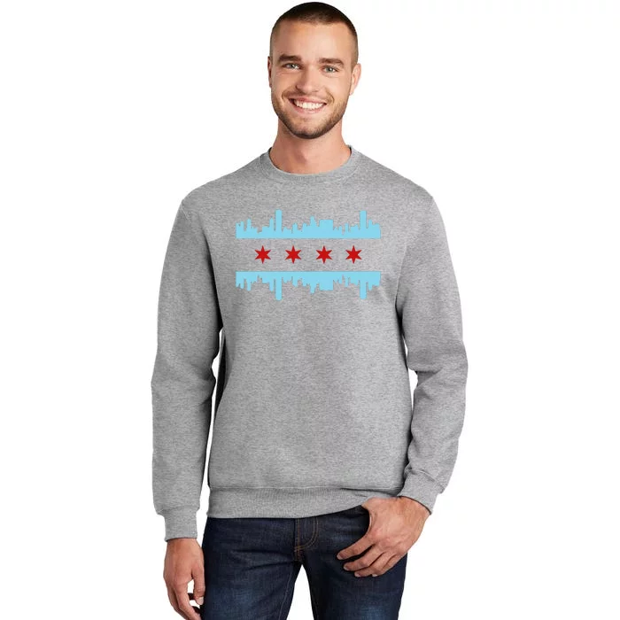 Chicago Flag Skyline Pride Illinois Vintage Tall Sweatshirt