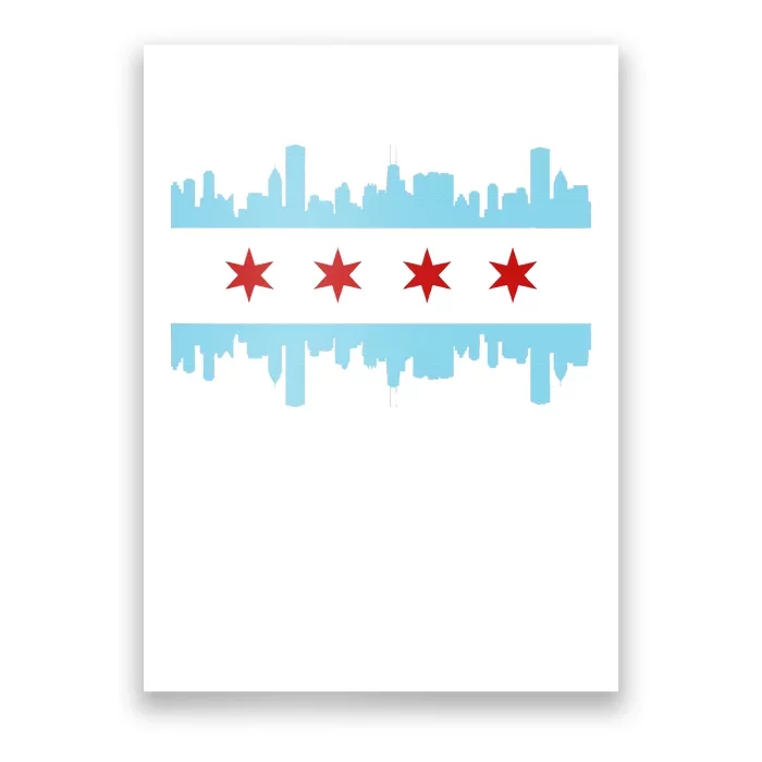 Chicago Flag Skyline Pride Illinois Vintage Poster