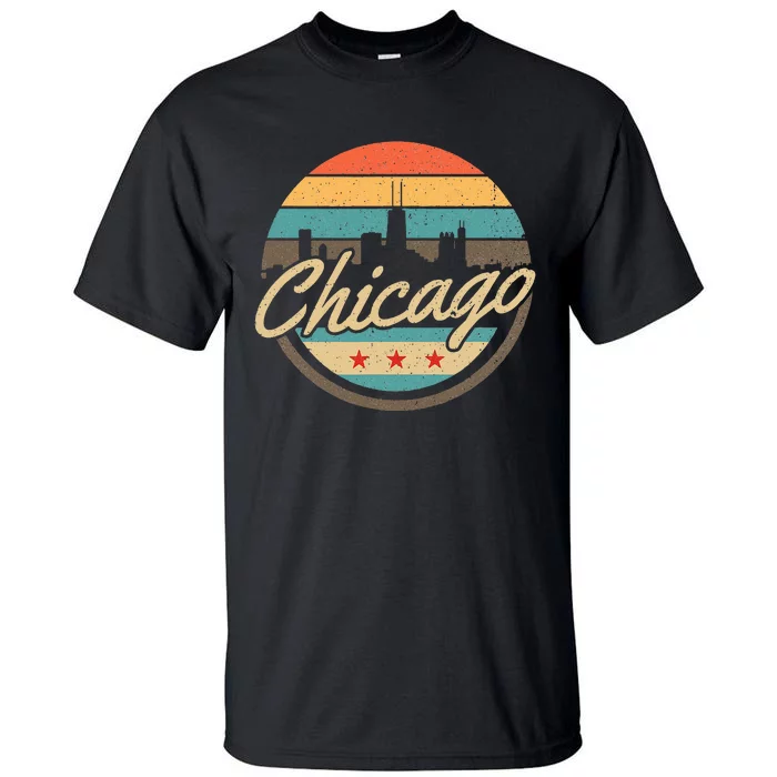 Chicago Flag Skyline Vintage Illinois Usa Souvenir Tall T-Shirt