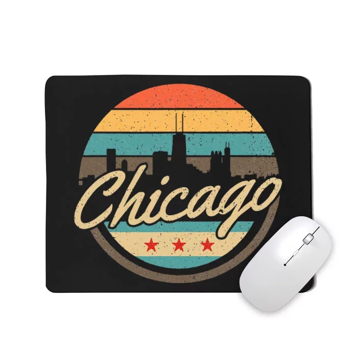 Chicago Flag Skyline Vintage Illinois Usa Souvenir Mousepad