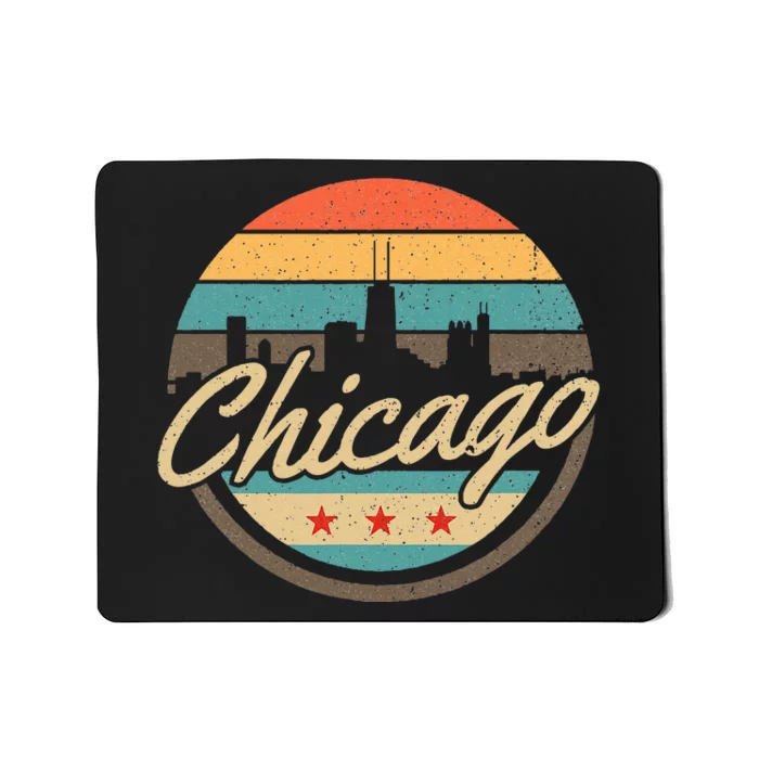 Chicago Flag Skyline Vintage Illinois Usa Souvenir Mousepad