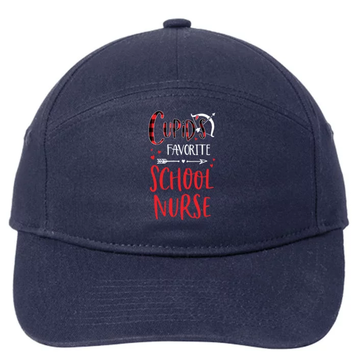 Cupid's Favorite School Nurse Red Plaid Valentine's Day Gift 7-Panel Snapback Hat