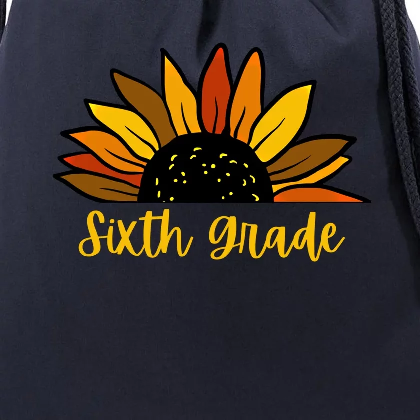 Cute Fall Sunflower Back To School Sixth Grade 6Th Grade Gift Drawstring Bag