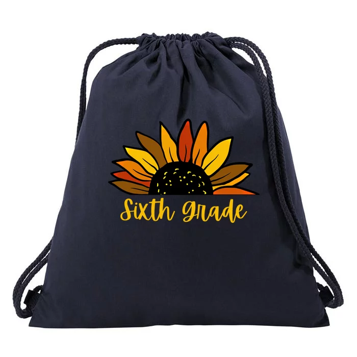 Cute Fall Sunflower Back To School Sixth Grade 6Th Grade Gift Drawstring Bag