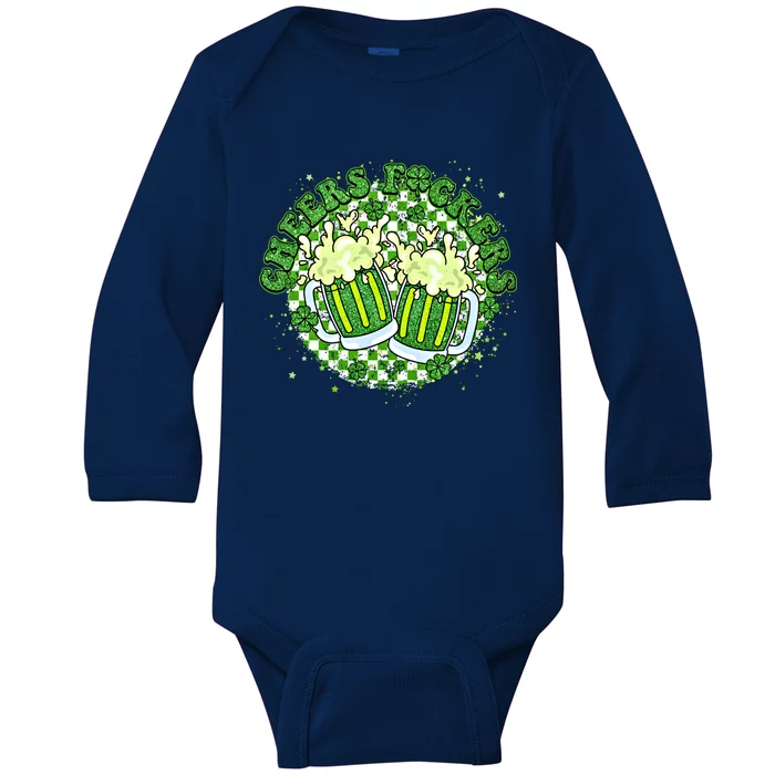 Cheers Fckers St Patricks Day Beer Drinking Funny Great Gift Baby Long Sleeve Bodysuit