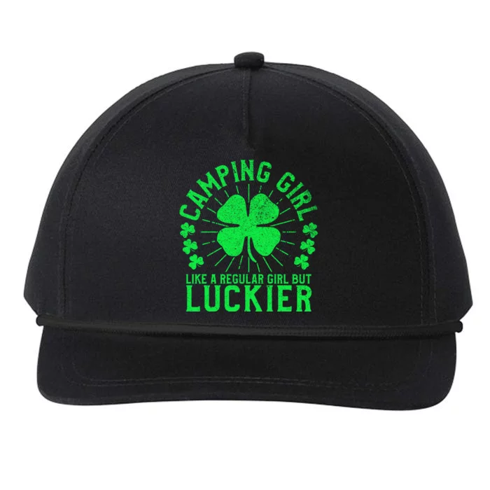 Camping Funny St Patrick's Day Female Camper Camp Lover Cute Gift Snapback Five-Panel Rope Hat