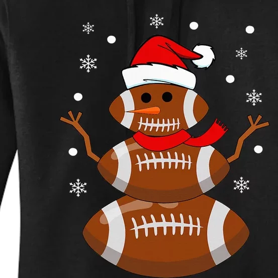 Christmas Football Snowman  Football Christmas Women's Pullover Hoodie