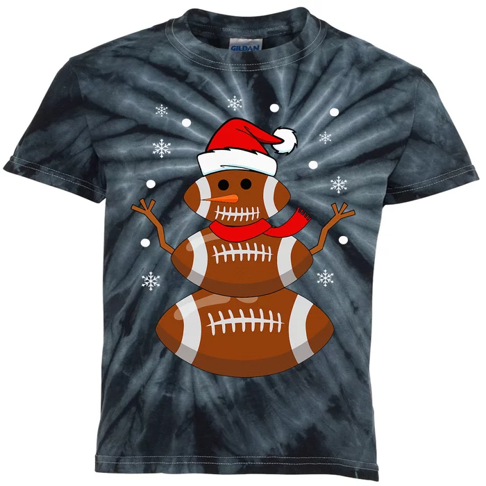 Christmas Football Snowman  Football Christmas Kids Tie-Dye T-Shirt