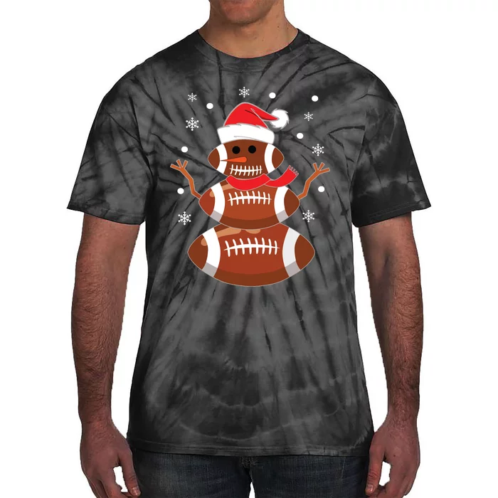 Christmas Football Snowman Kids Football Christmas Women Tie-Dye T-Shirt