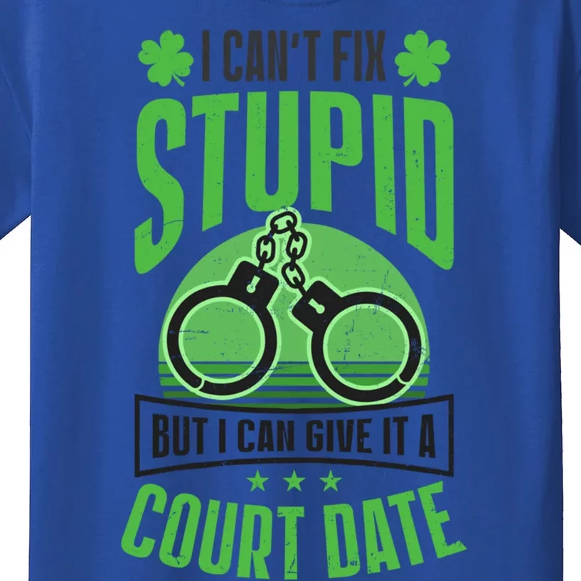 Cant Fix Stupid Give Court Date Design St Patricks Police Cute Gift Kids T-Shirt