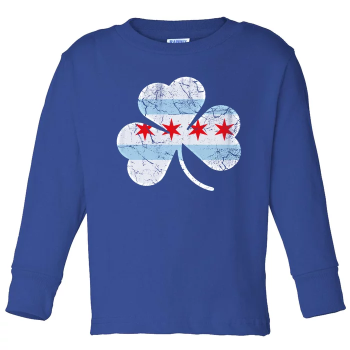 Chicago Flag Shamrock Irish St Patricks Day Family Funny Gift Toddler Long Sleeve Shirt