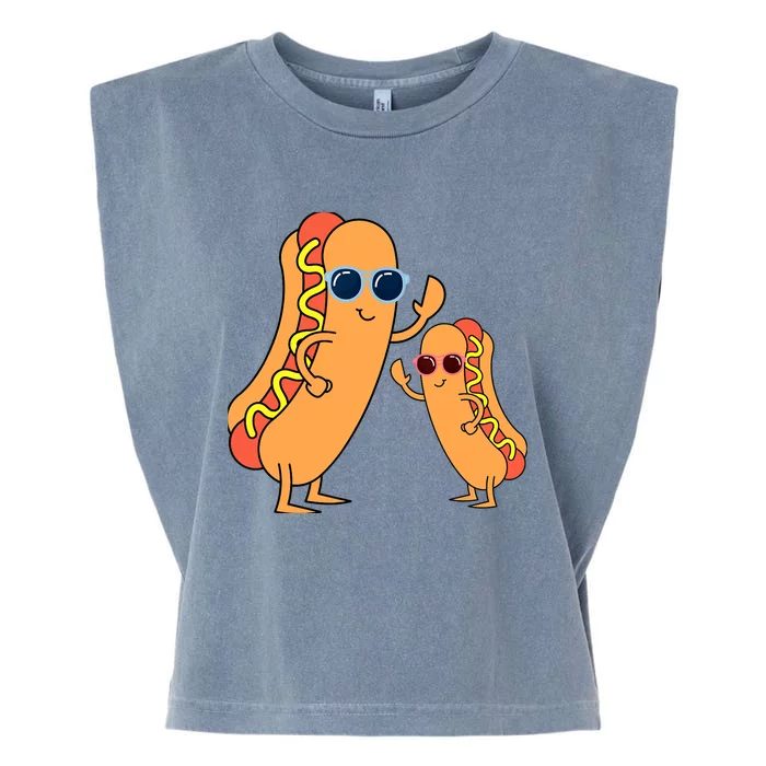 Cool Franks Sausages Weiner Fast Food Sunglasses Hot Dog Garment-Dyed Women's Muscle Tee