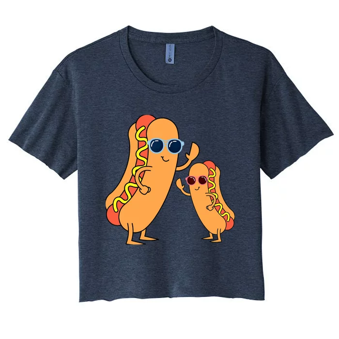 Cool Franks Sausages Weiner Fast Food Sunglasses Hot Dog Women's Crop Top Tee