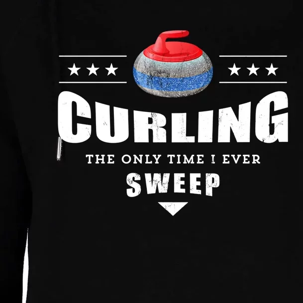 Curling Funny Sweep Curling Team Gift Womens Funnel Neck Pullover Hood