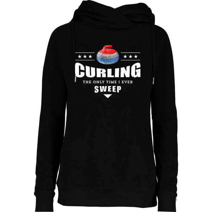 Curling Funny Sweep Curling Team Gift Womens Funnel Neck Pullover Hood