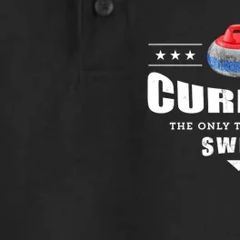 Curling Funny Sweep Curling Team Gift Dry Zone Grid Performance Polo