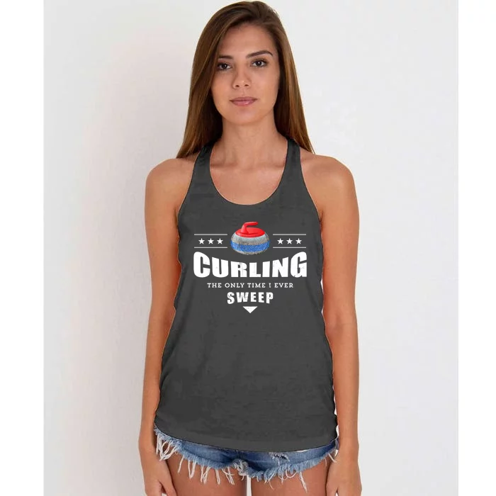 Curling Funny Sweep Curling Team Gift Women's Knotted Racerback Tank