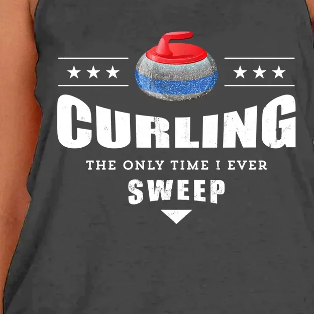 Curling Funny Sweep Curling Team Gift Women's Knotted Racerback Tank