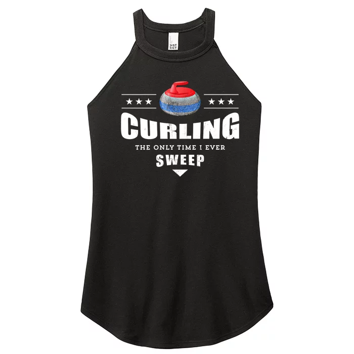 Curling Funny Sweep Curling Team Gift Women’s Perfect Tri Rocker Tank