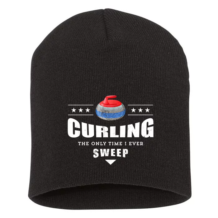 Curling Funny Sweep Curling Team Gift Short Acrylic Beanie