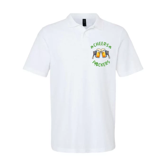 Cheers Fuckers Saint Patrick's Day Beer Lover Drinking Team Skeleton Softstyle Adult Sport Polo