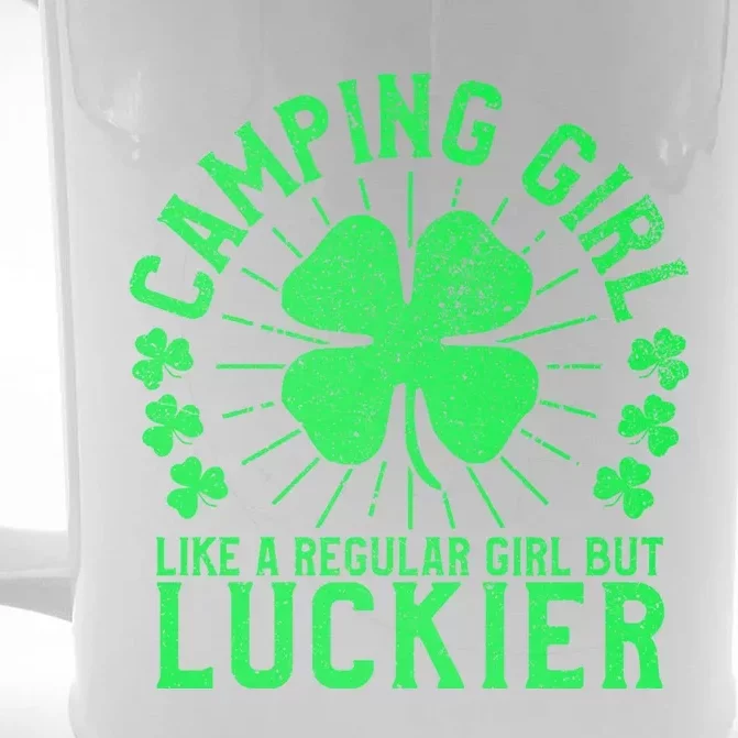 Camping Funny St Patrick's Day Female Camper Camp Lover Meaningful Gift Front & Back Beer Stein