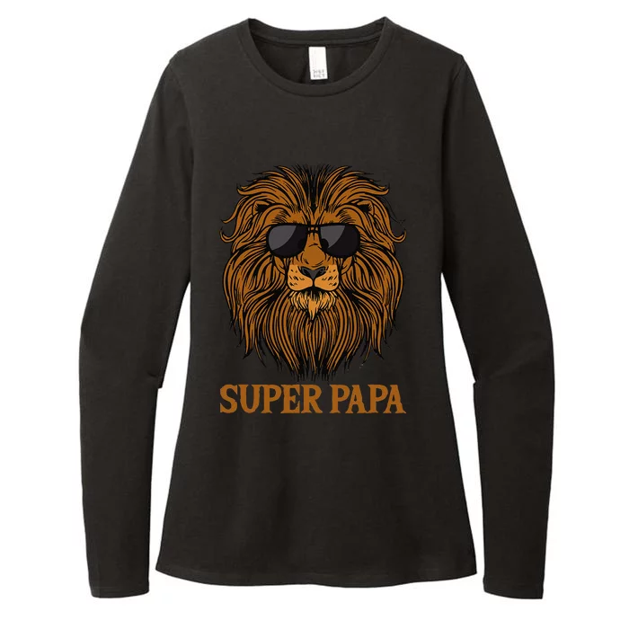 Cool Father Super Papa Daddy Fathers Day Lion Dad Womens CVC Long Sleeve Shirt