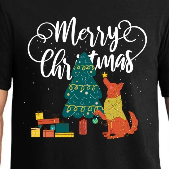 Cute Fox Santa And Christmas Tree Believe In Christmas Gift Pajama Set