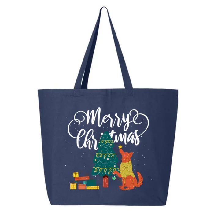 Cute Fox Santa And Christmas Tree Believe In Christmas Gift 25L Jumbo Tote