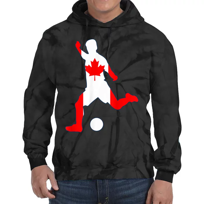 Canada Flag Soccer Player Canadian Pride Tie Dye Hoodie