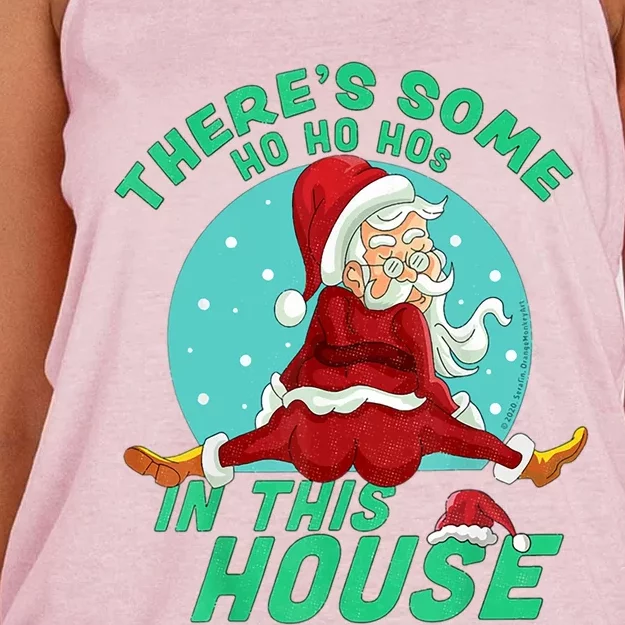 Christmas Funny Santa Theres Some Ho Ho Hos In This House Gift Women's Knotted Racerback Tank