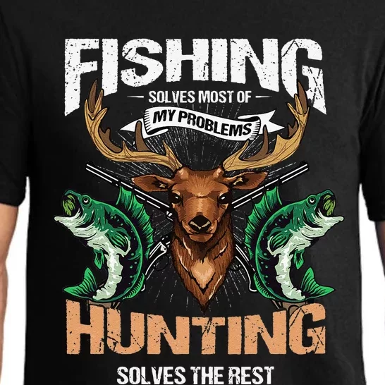 Cute Fishing Solves Most Of My Problems Deer Hunting Pajama Set