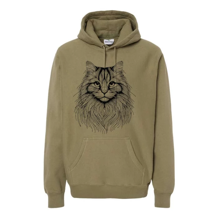 Cat Fingerprint Siberian Forest Dad Mom Premium Hoodie