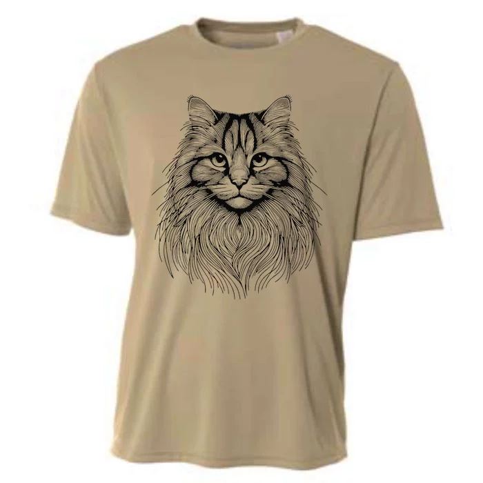 Cat Fingerprint Siberian Forest Dad Mom Cooling Performance Crew T-Shirt